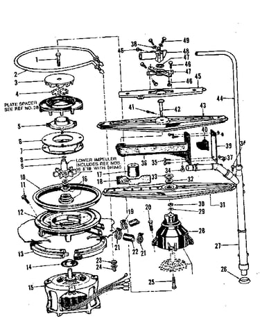 Motor, heater, and spray arm