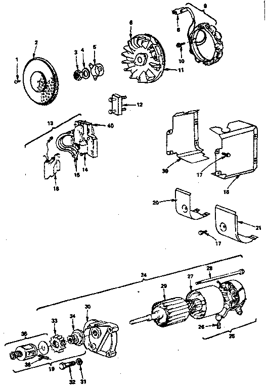 Alternator and starter motor group