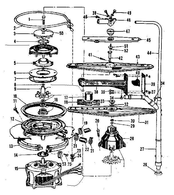Motor, heater, and spray arm details