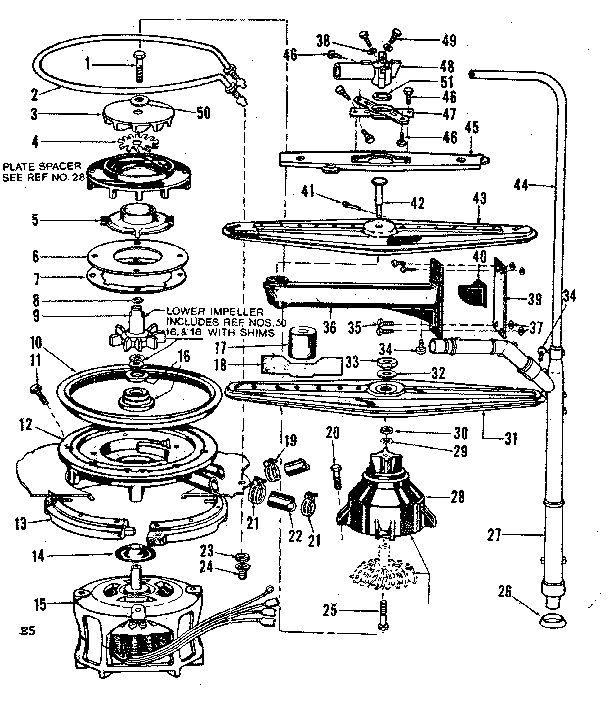 Motor, heater, and spray arm details