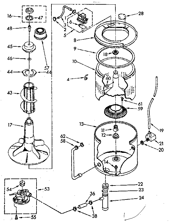 TUB AND BASKET PARTS (NON-SUDS ONLY)