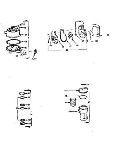 Backwash valve, pump, fillport, lint pot assembly