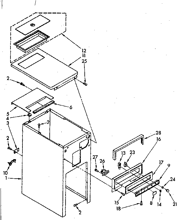 Cabinet and control parts