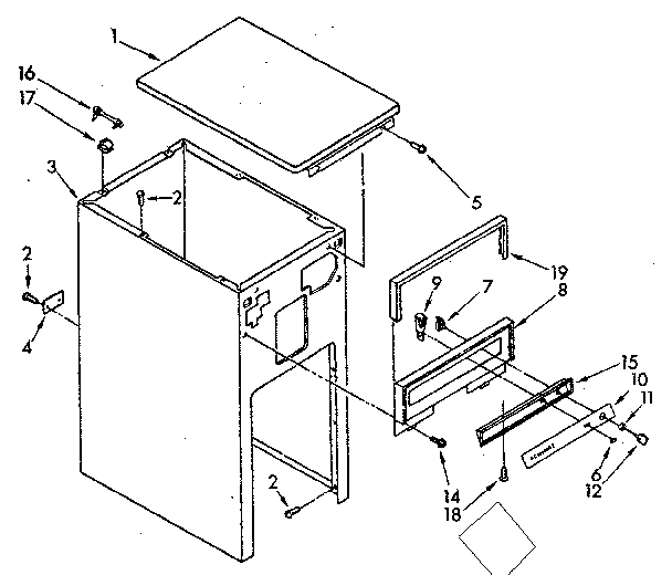 Cabinet and control parts
