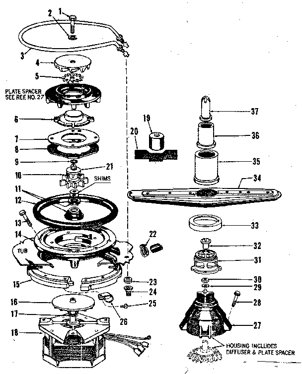 Motor, heater, and spray arm details