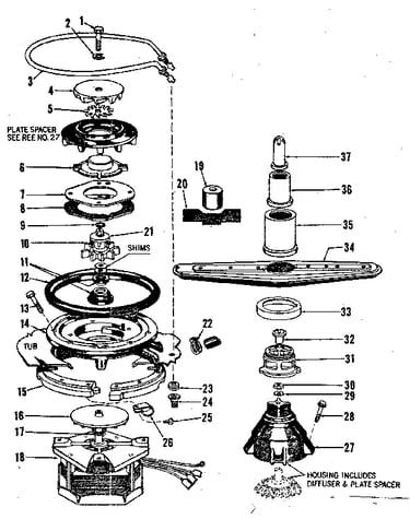 Motor, heater, and spray arm details