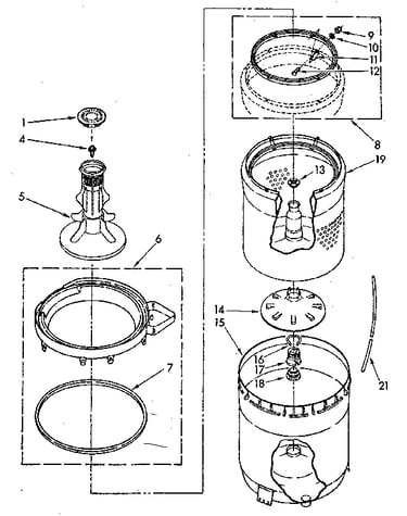 Agitator, basket and tub parts