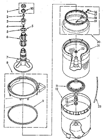 Agitator, basket and tub parts