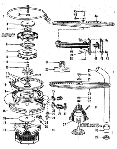 Motor, heater, and spray arm details