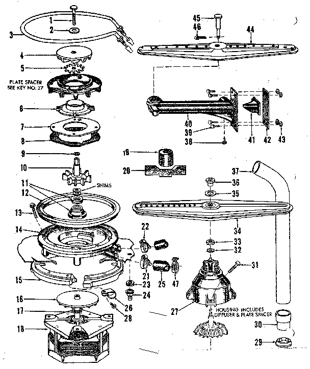 MOTOR, HEATER, AND SPRAY ARM DETAILS