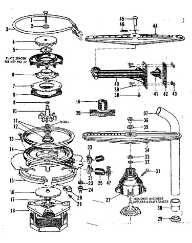 Motor, heater, and spray arm details