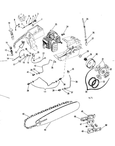Chain/bar and oil/fuel parts