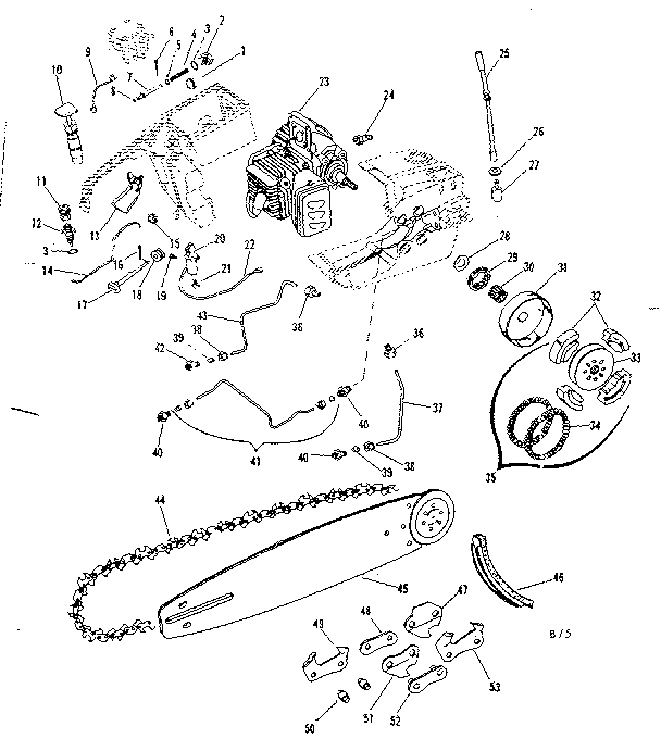 Chain/bar and oil/fuel parts