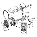 Onan B48G-GA018/3633A crankshaft, flywheel, camshaft and piston diagram