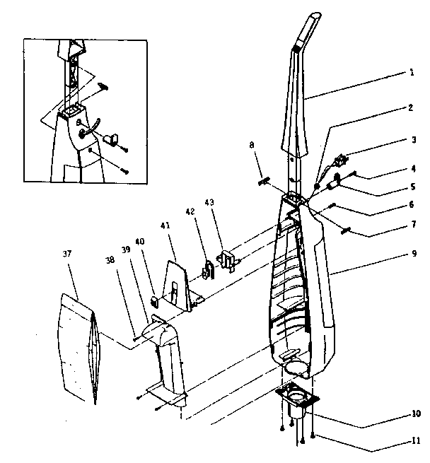 Handle and bag housing