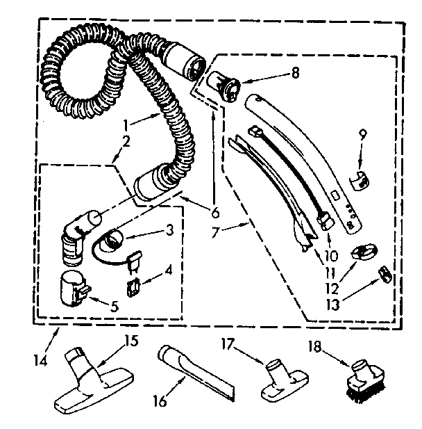 Hose and attachment parts
