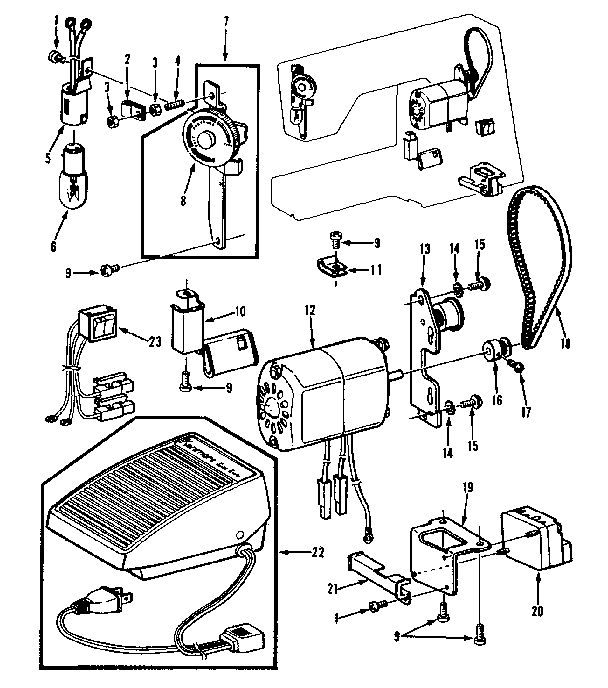 Motor assembly and foot control