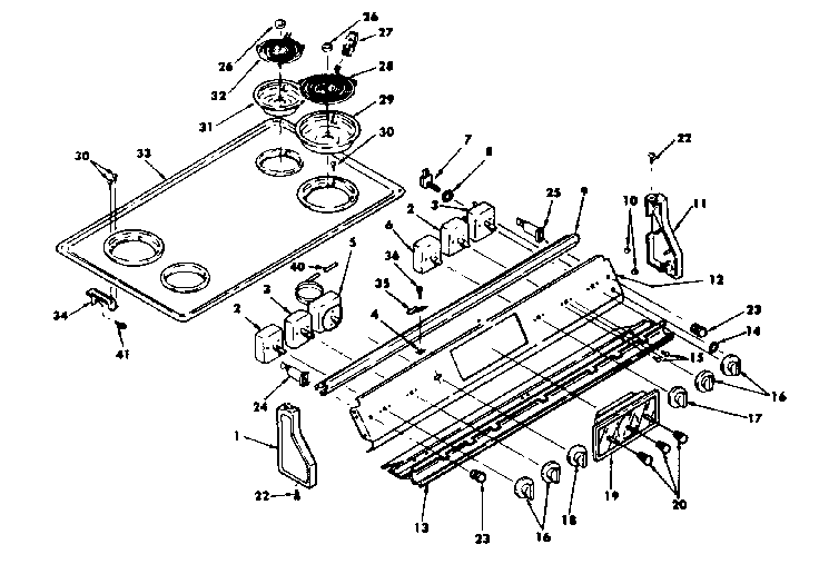 Control panel and cooktop assemblies
