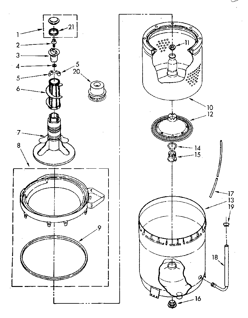 AGITATOR, BASKET AND TUB PARTS