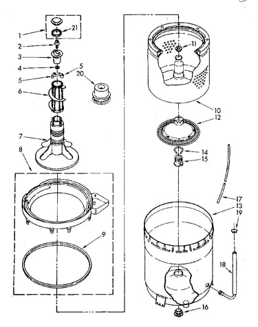 Agitator, basket and tub parts