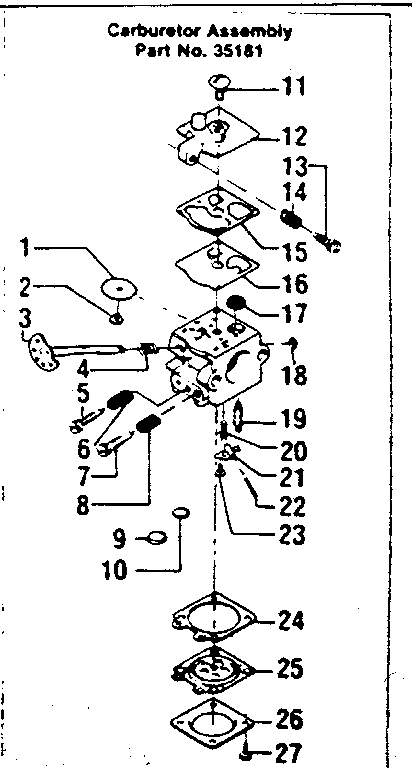 CARBURETOR ASSEMBLY PART NO. 35181