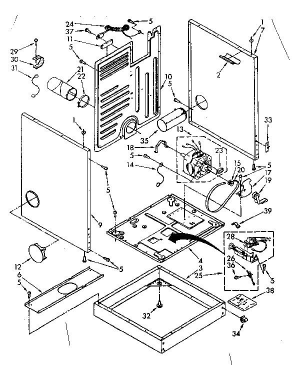 Cabinet and motor parts