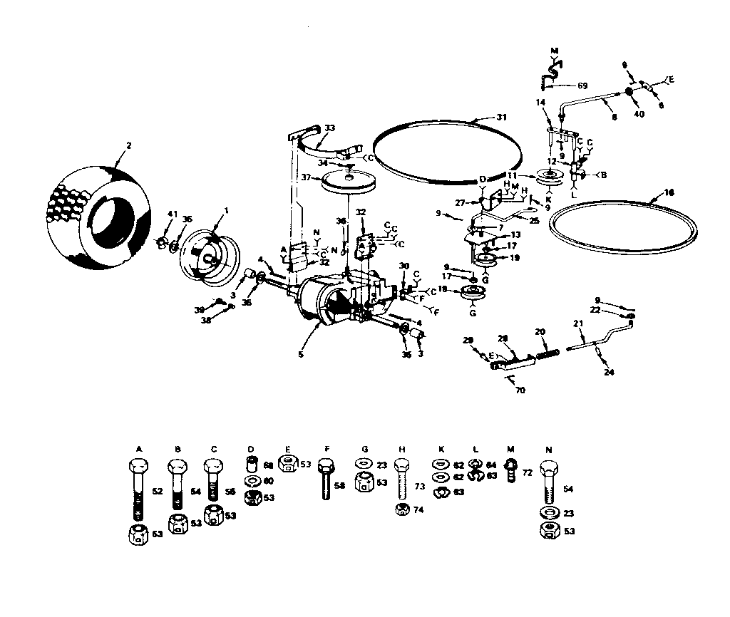 Transmission and rear wheel