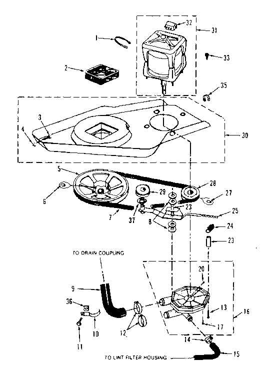 Washer drive system, pump
