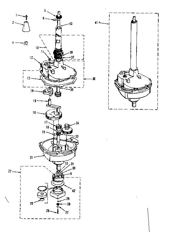 Transmission, water seal, lower bearing asmy.