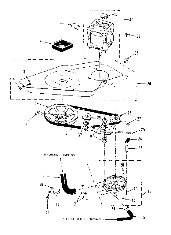 Washer drive system, pump