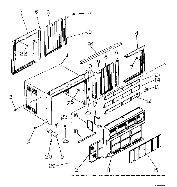 Cabinet and front panel parts