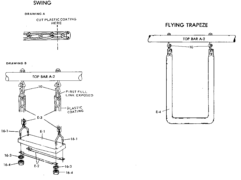 Swing and trapeze assembly