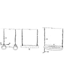 Gym ring, swing, and trapeze assembly