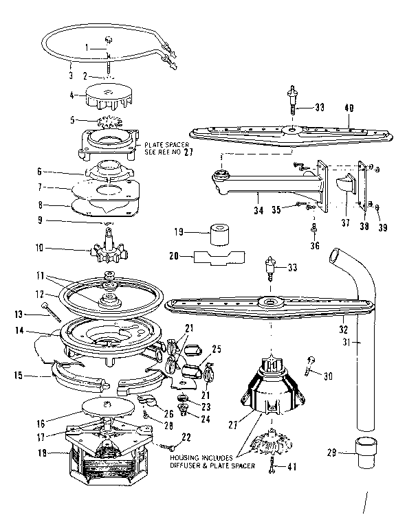 MOTOR, HEATER, AND SPRAY ARM