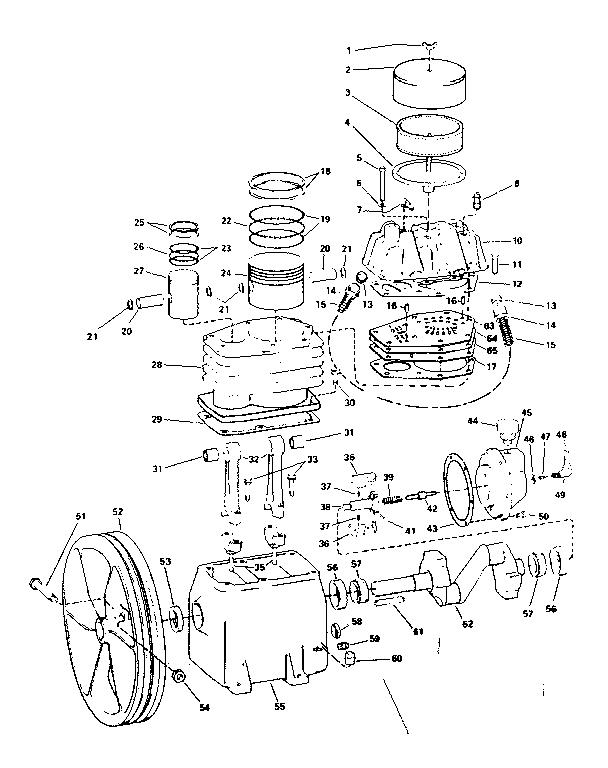 Flywheel and crankcase assembly