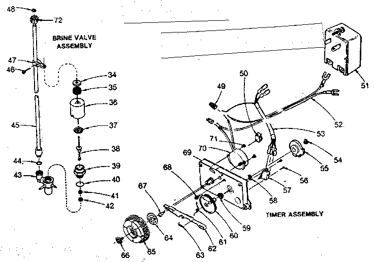 BRINE VALVE ASSEMBLY AND TIMER ASSEMBLY