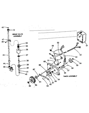 Brine valve assembly and timer assembly