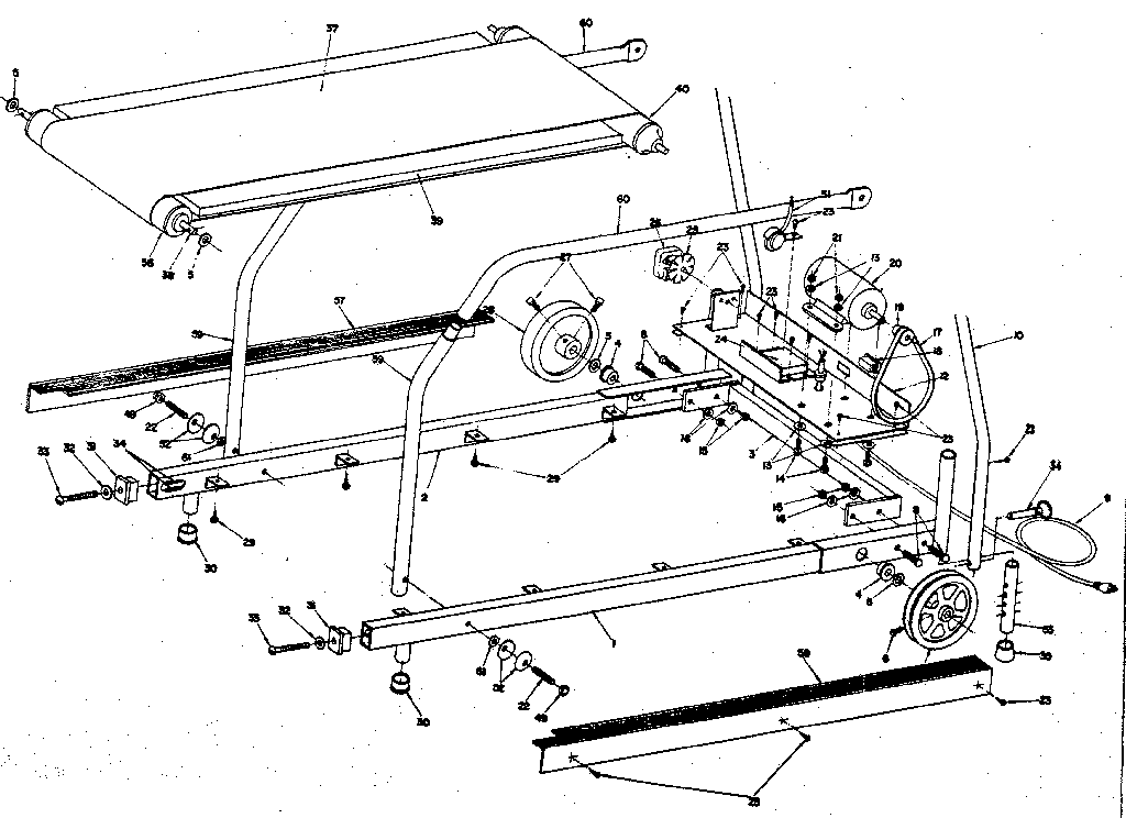 Frame and walking belt assembly