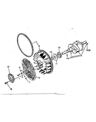 Crankshaft and fylwheel