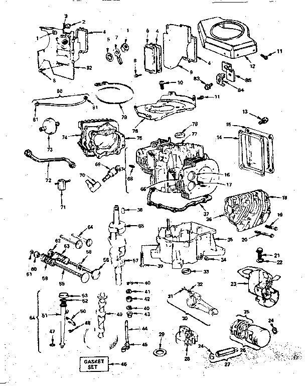 Cylinder, crankshaft and engine base group