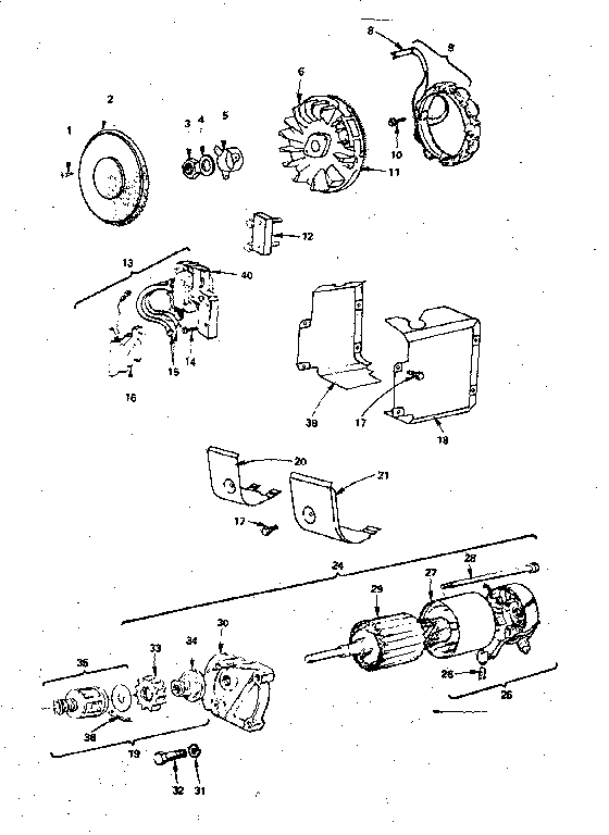 Alternator and starter motor group