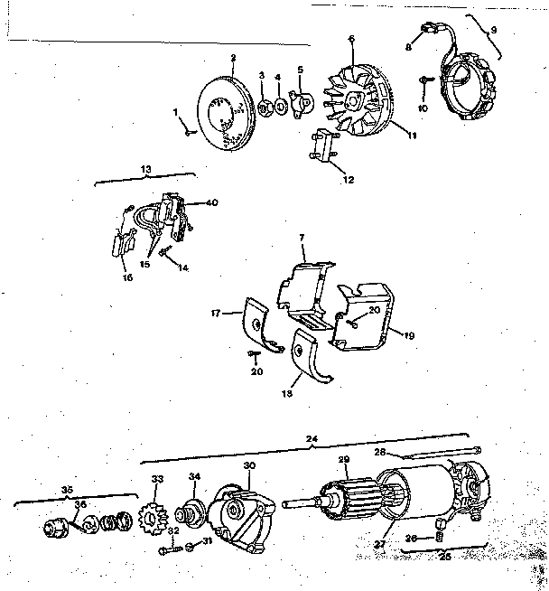 Alternator and starter motor group
