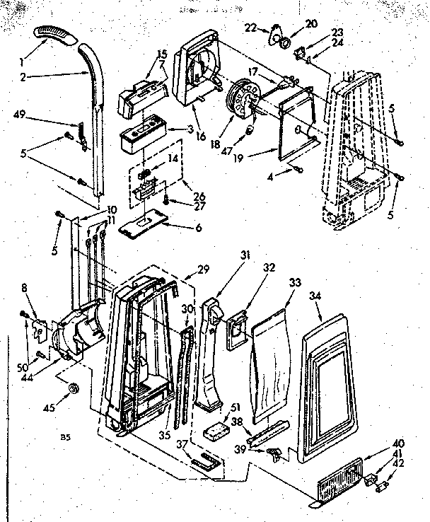 Handle and bag housing