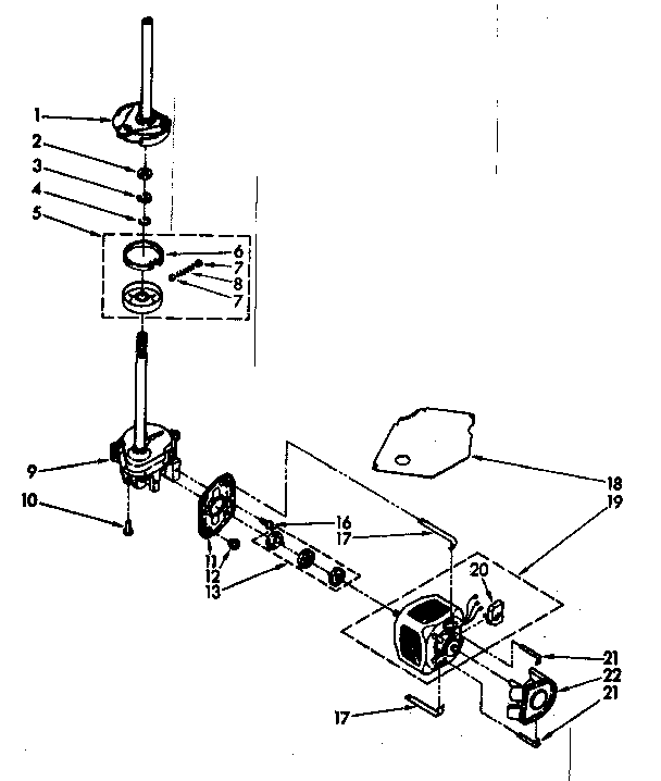 Brake, clutch, gearcase, motor and pump
