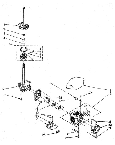 Brake, clutch, gearcase, motor and pump