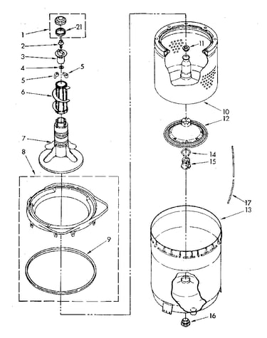 Agitator, basket and tub parts