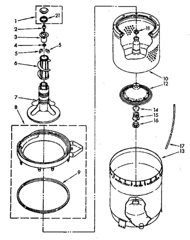 Agitator, basket and tub parts
