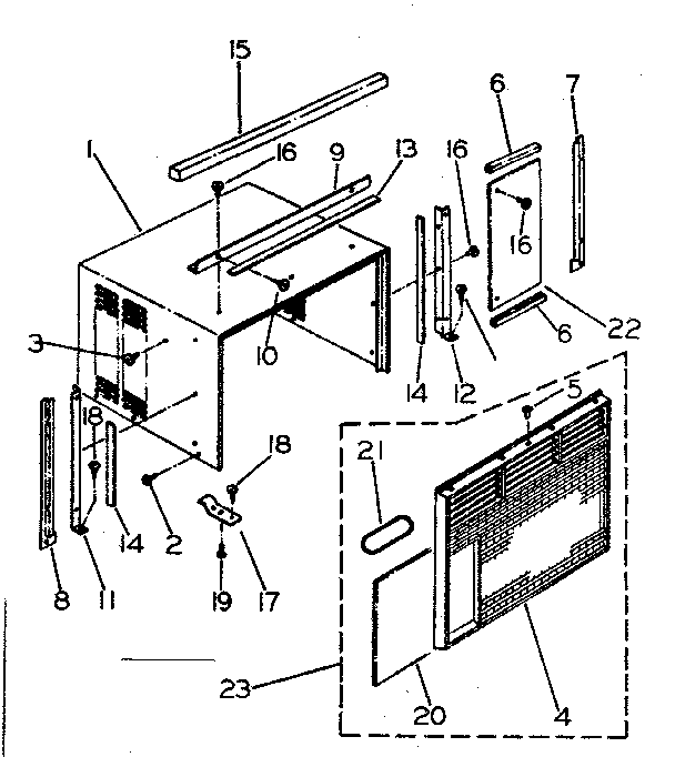 Cabinet and front parts