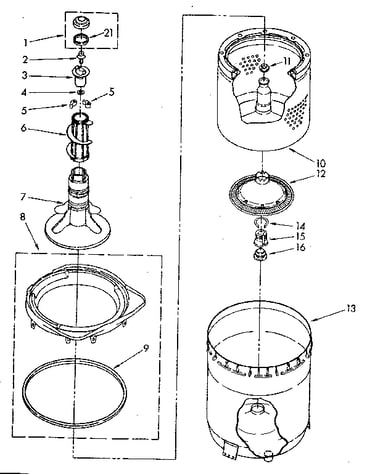 Agitator, basket and tub parts