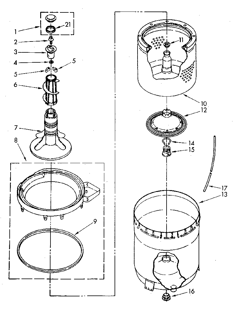 Agitator, basket and tub parts